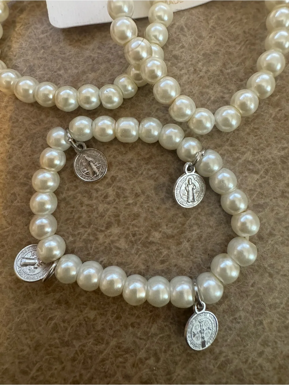 Kids Pearl Bead Bracelet Set - Cream Wedding dress up